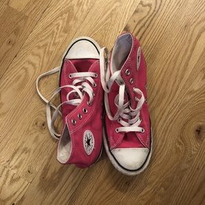 Hot pink high top Converse